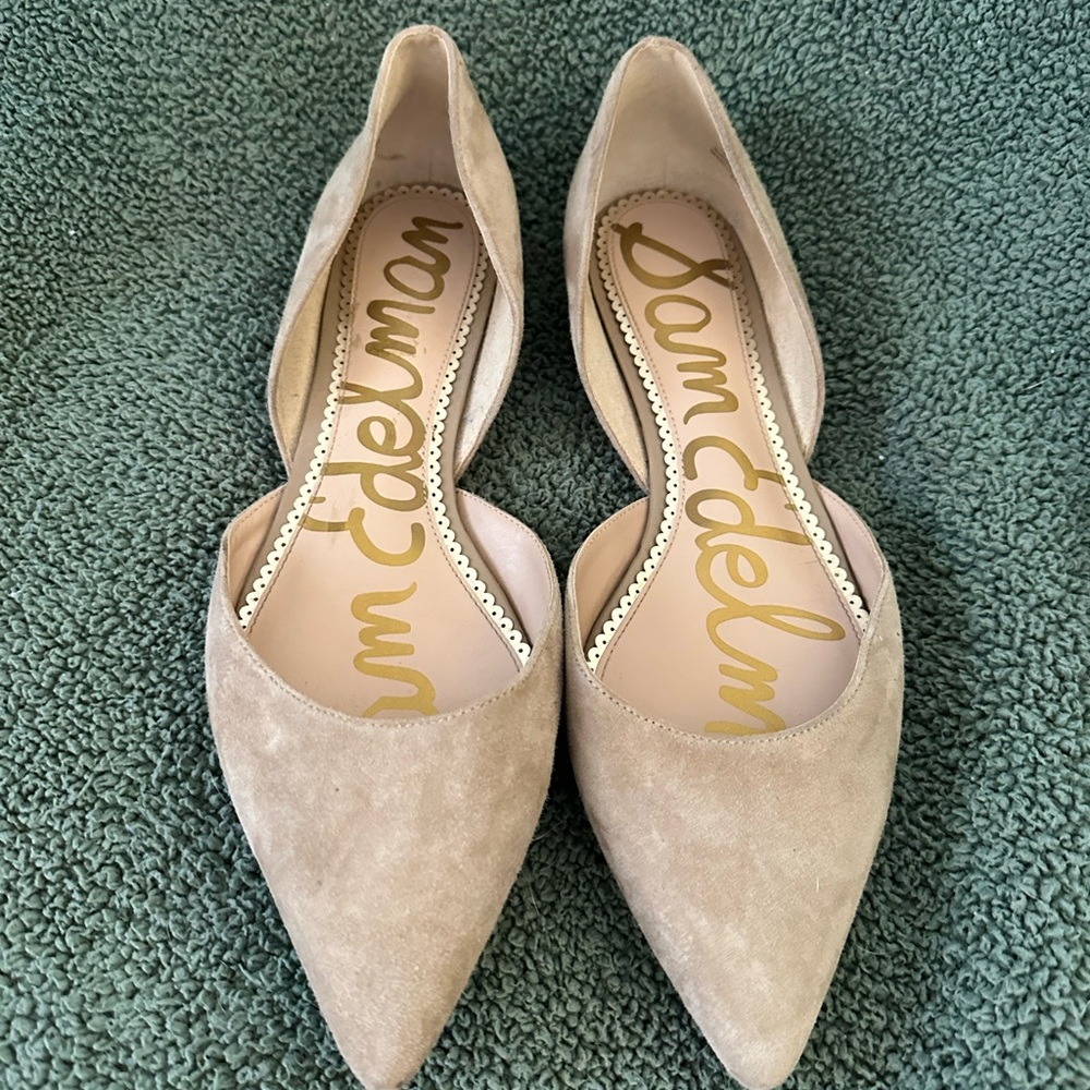 Sam Edelman Rodney Oatmeal Tan Pointed Toe D'orsay Suede Flats - Size 10 Womens